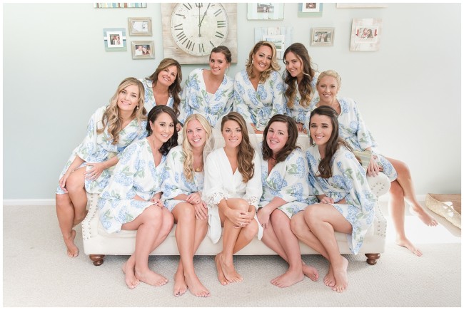 Bride and Bridesmaids in floral robes