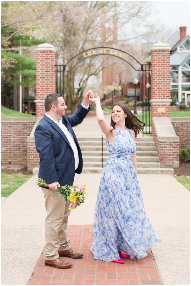 Fun engagement pictures at Franklin and Marshall College
