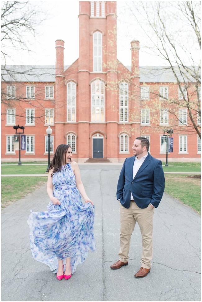 Engagement Session at Franklin and Marshall College in front of Old Main 