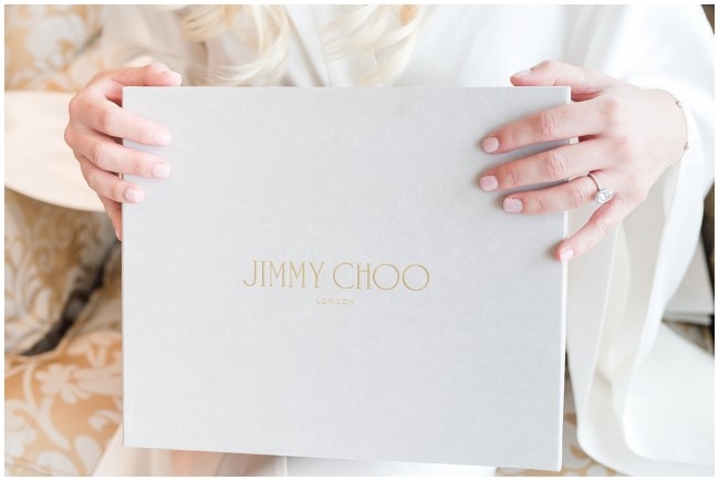 Jimmy Choo shoe box and diamond engagement ring