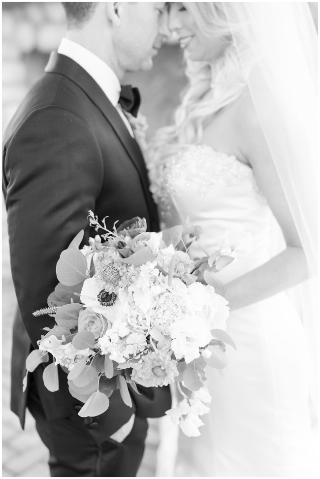Black and White photo of bridal bouquet