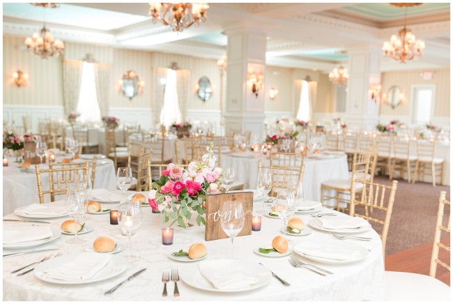 table shot at Mallard Island Yacht Club wedding in NJ