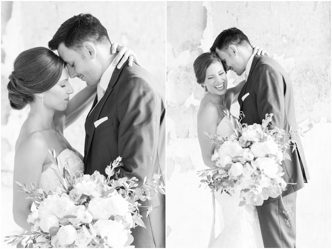 black and white portraits of bride and groom, excelsior wedding photos