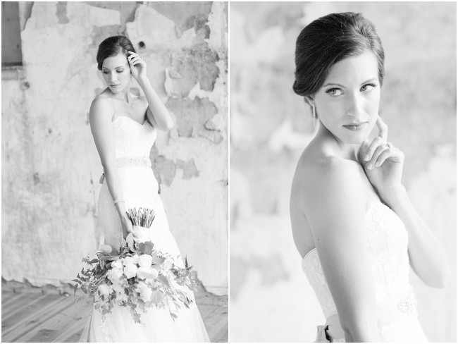 black and white bridal portraits