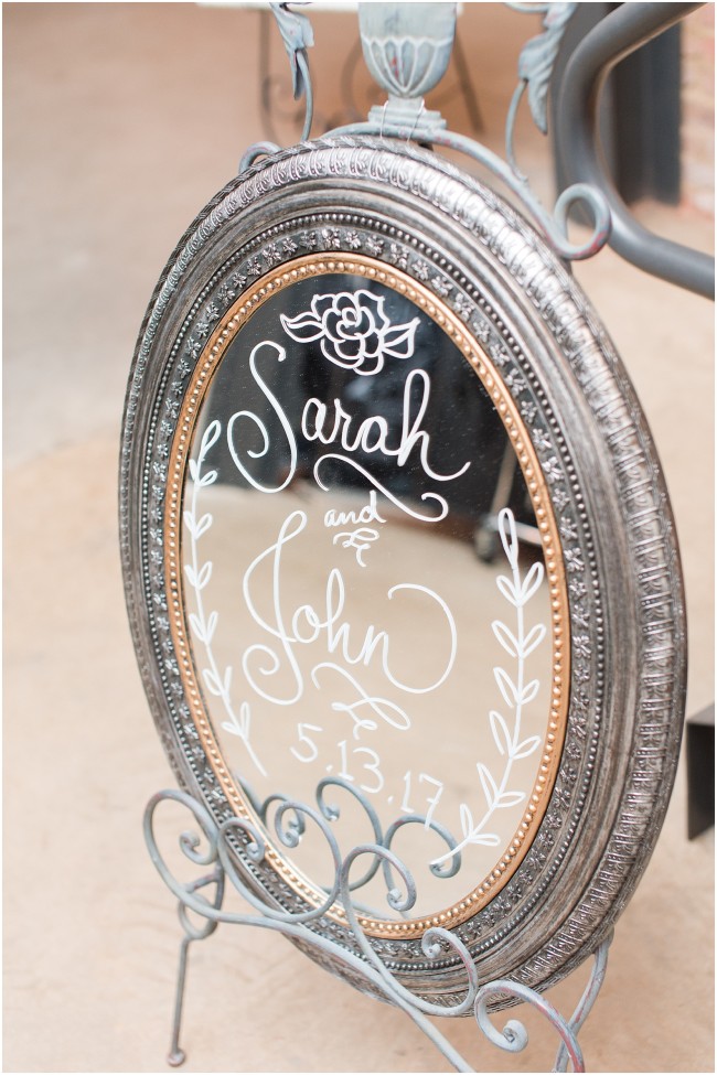 vintage mirror with custom calligraphy