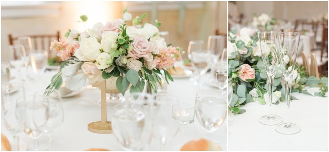 champagne glass details, gold table numbers