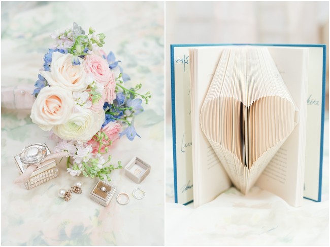 wedding ring detail photos, booked with carved heart in pages