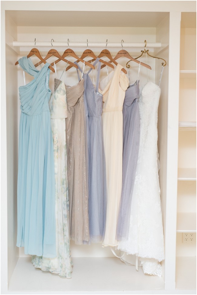 Donna Morgan  J Crew and Jenny Yoo mismatched bridesmaids dressed with bridal gown