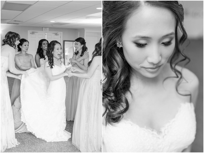 bride prep photos in new Jersey, black and white wedding photos
