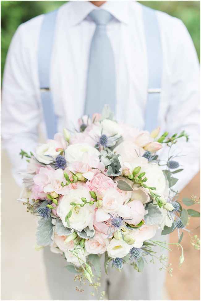 Allure floral design, pastel colored wedding bouquet