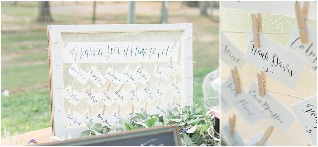 whimsical calligraphy for escort card table