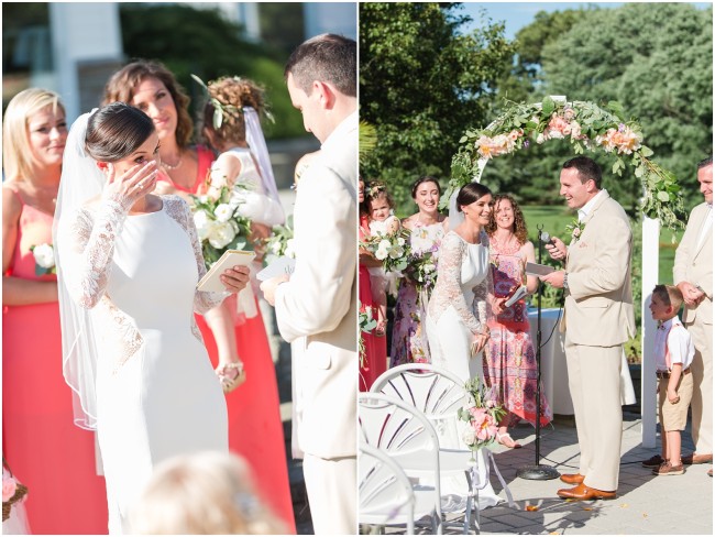 exchanging of vows at windows on the water at frogbridge, Millstone New Jersey wedding ceremony