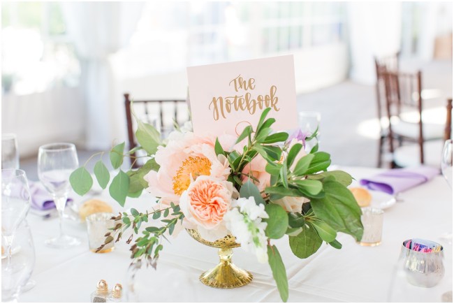 elegant floral centerpieces, the notebook themed wedding table numbers