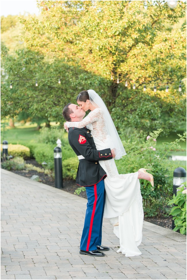 marine soldier and his bride on wedding day