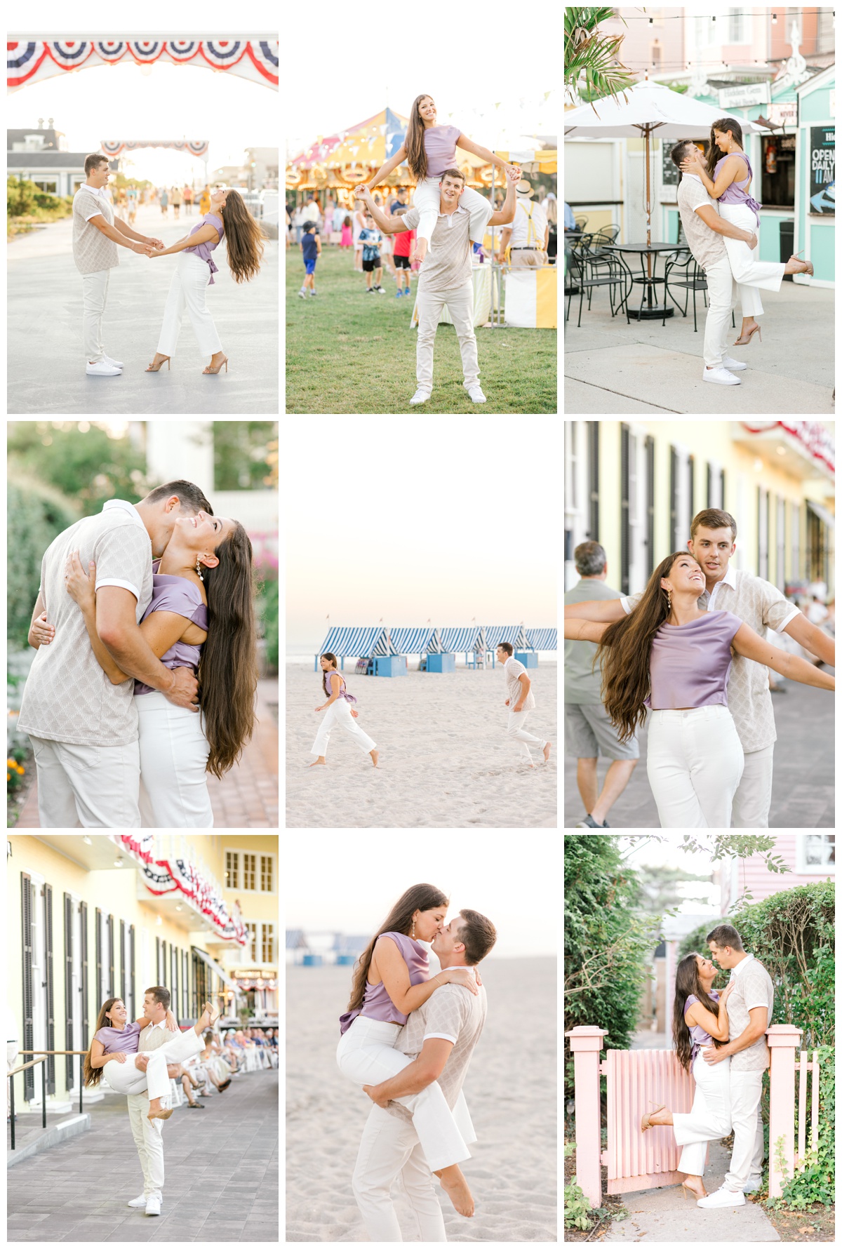 Historic Cape May engagement session in New Jersey on the beach and carnival 