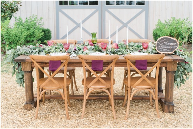 eucalyptus green table scape, rustic wedding table scape, farm table designs