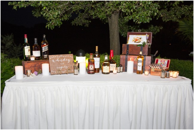 whiskey and cigar bar at wedding receptions