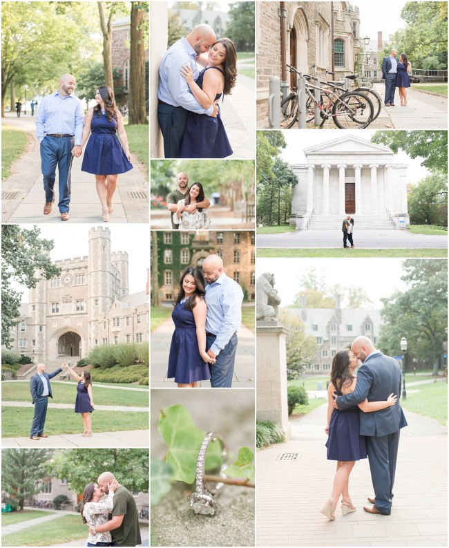 Collage of engagement session at Princeton University 