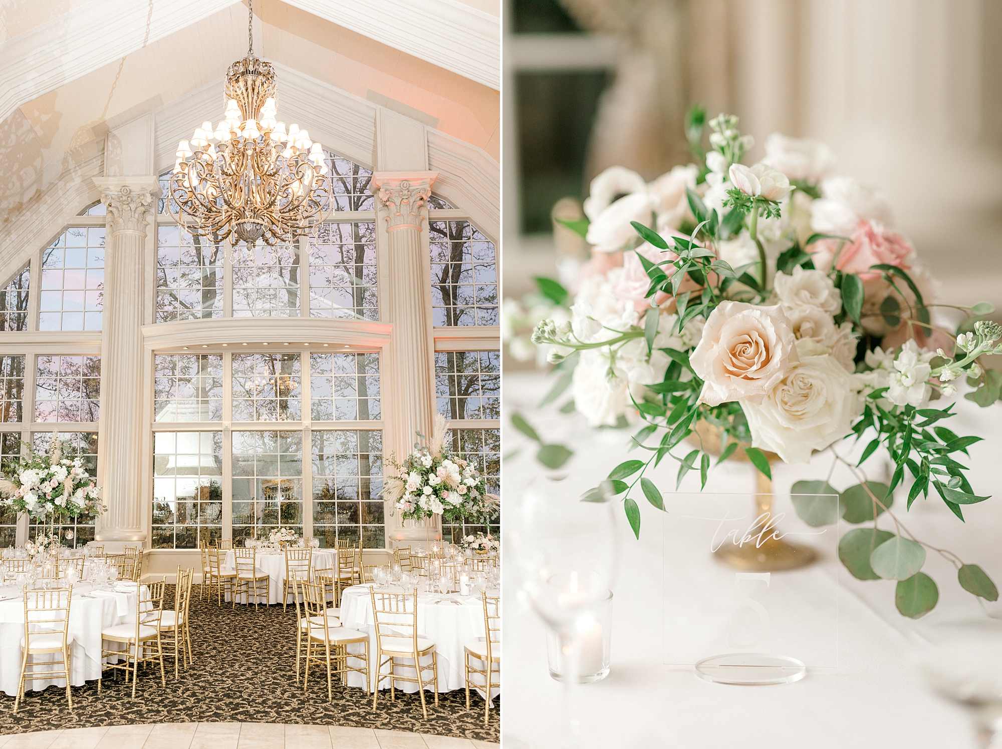 wedding reception at the Ashford Estate with pastel pink and ivory roses
