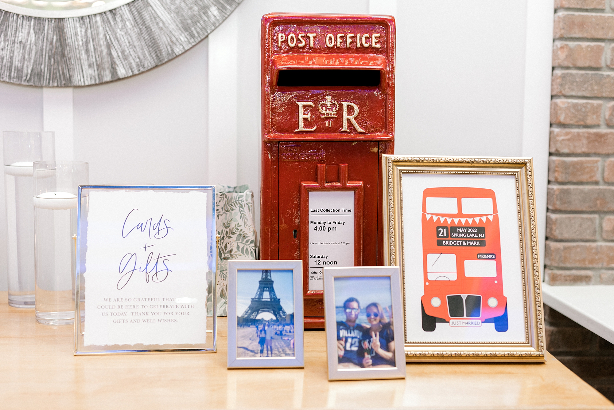 London inspired card box for wedding reception at Crystal Point Yacht Club