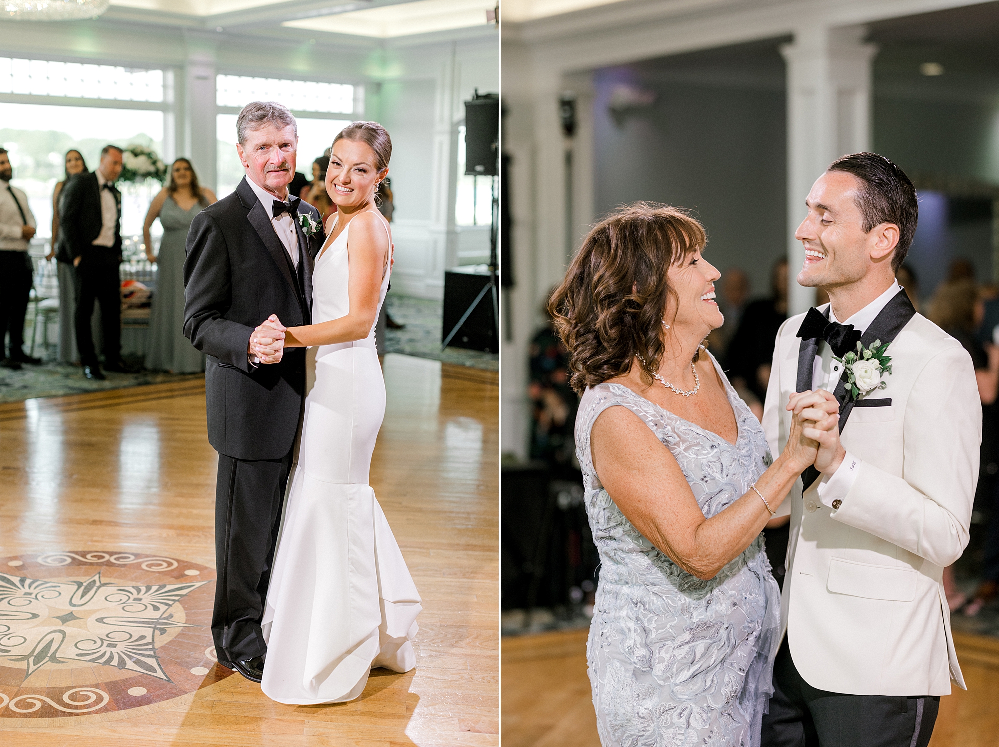 bride and groom dance with parents during New Jersey wedding reception