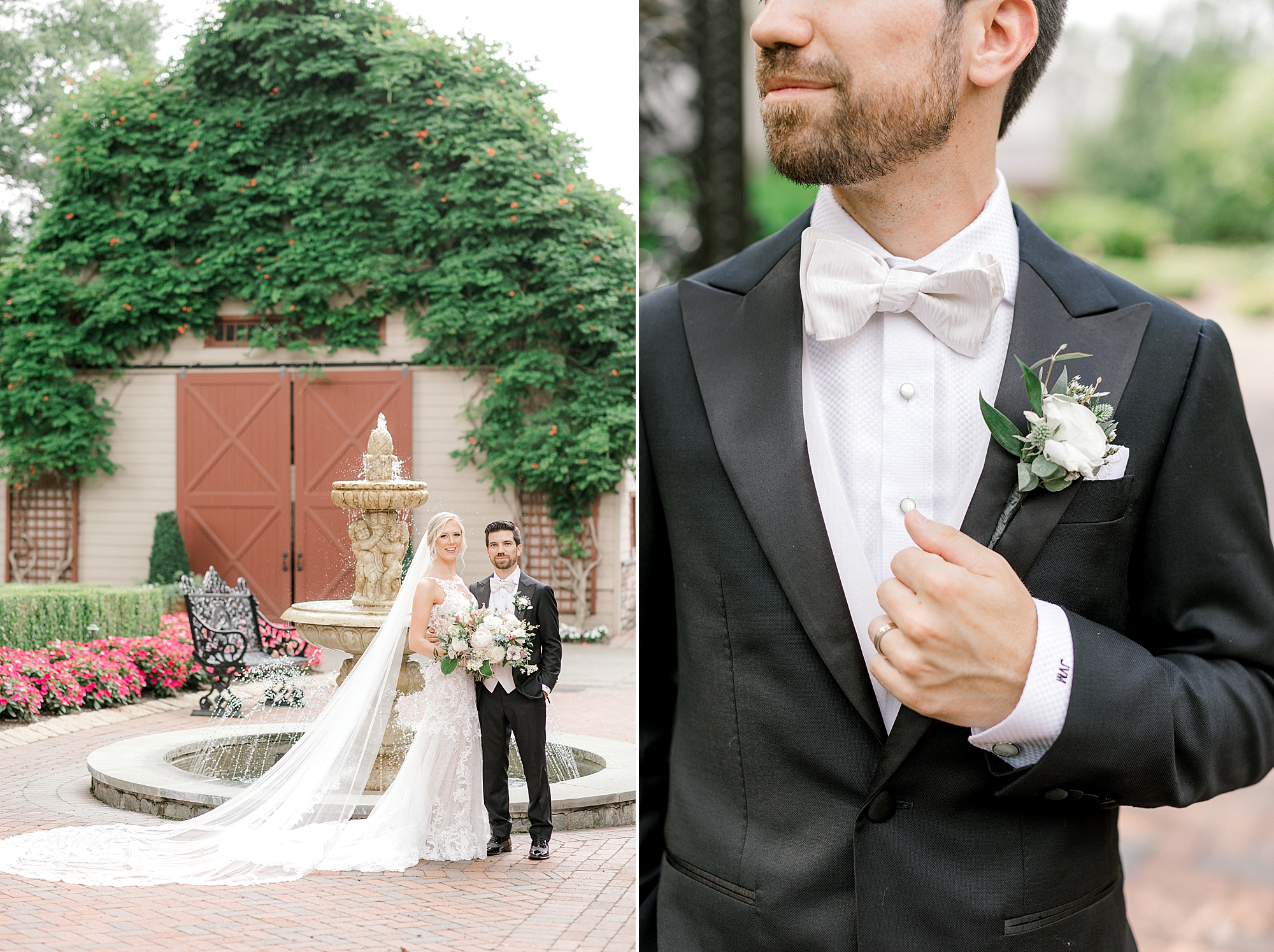 groom holds lapel of black suit at the Ashford Estate
