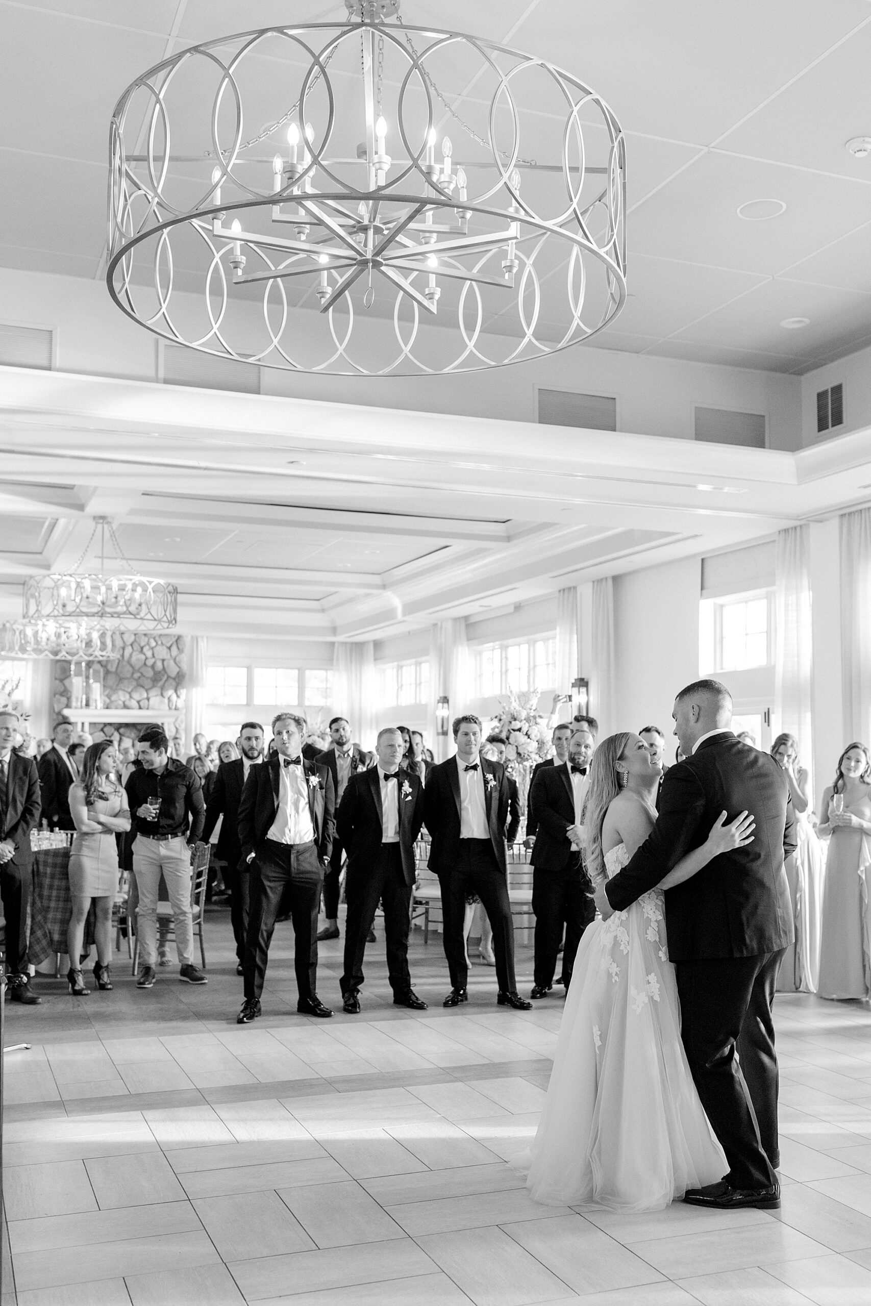 bride and groom have first dance in ballroom at NJ wedding reception