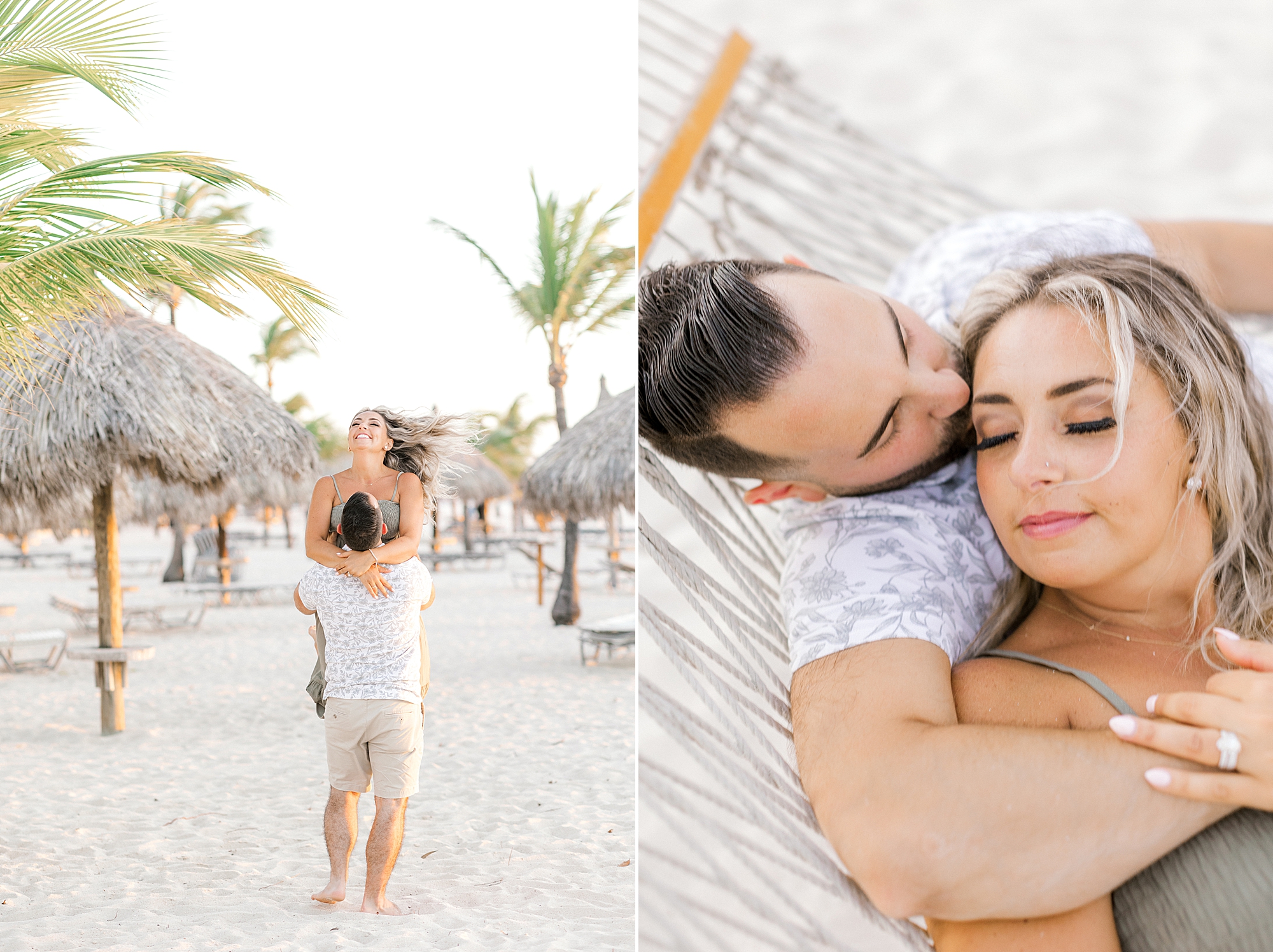 man lifts and twirls wife around on beach at the Bucati & Tara Beach Resort