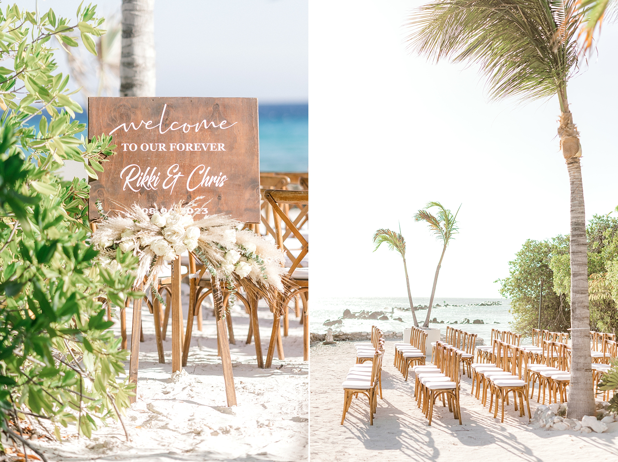 details for wedding ceremony on beach at Flamingo Island