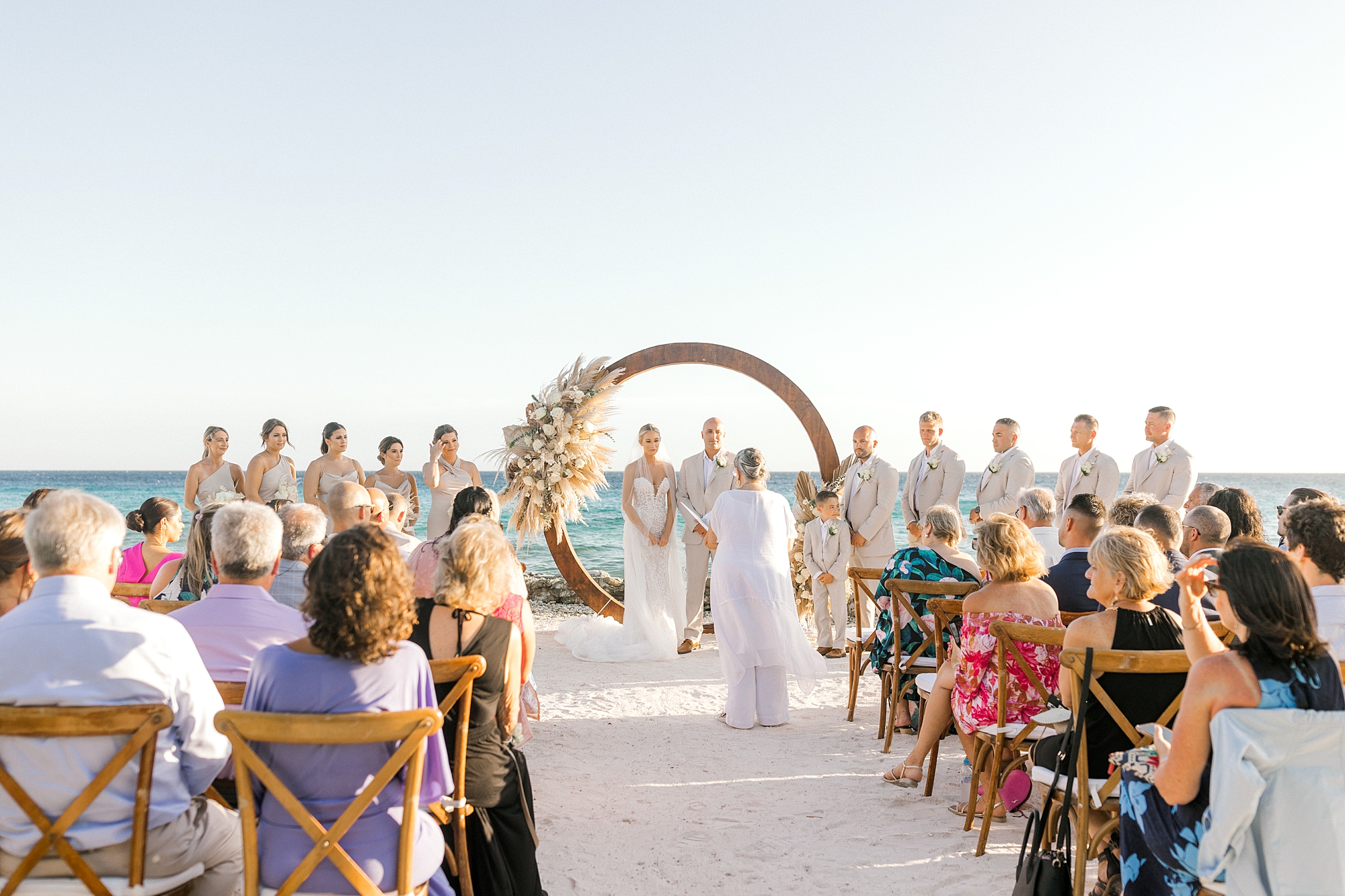 bride and groom exchange vows during wedding ceremony on Flamingo Island