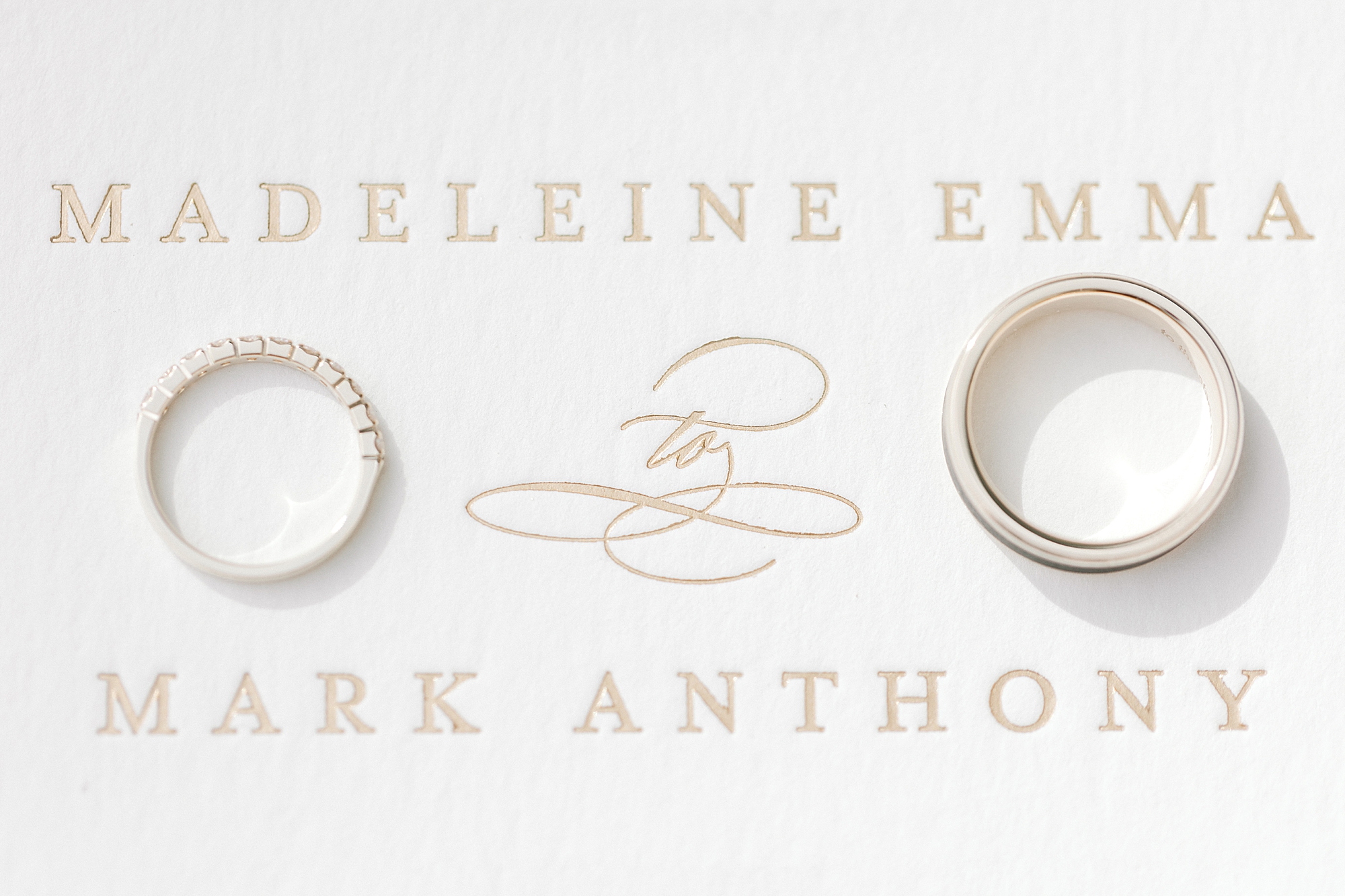 stationery set with gold rings for NJ wedding day