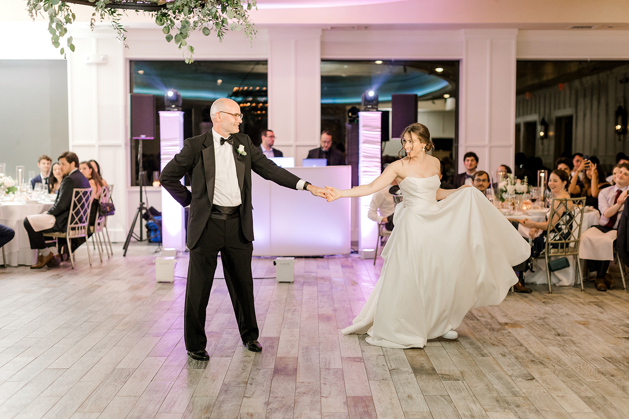 bride and father dance during Hampton NJ wedding reception
