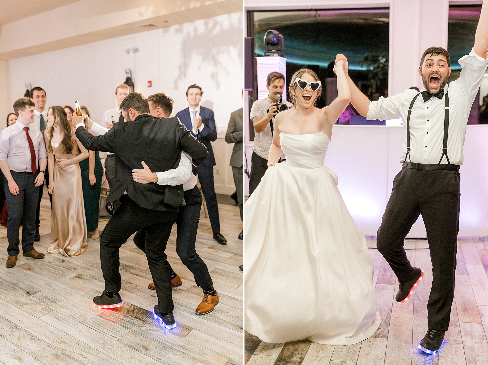 bride dances with guests during Hampton NJ wedding reception