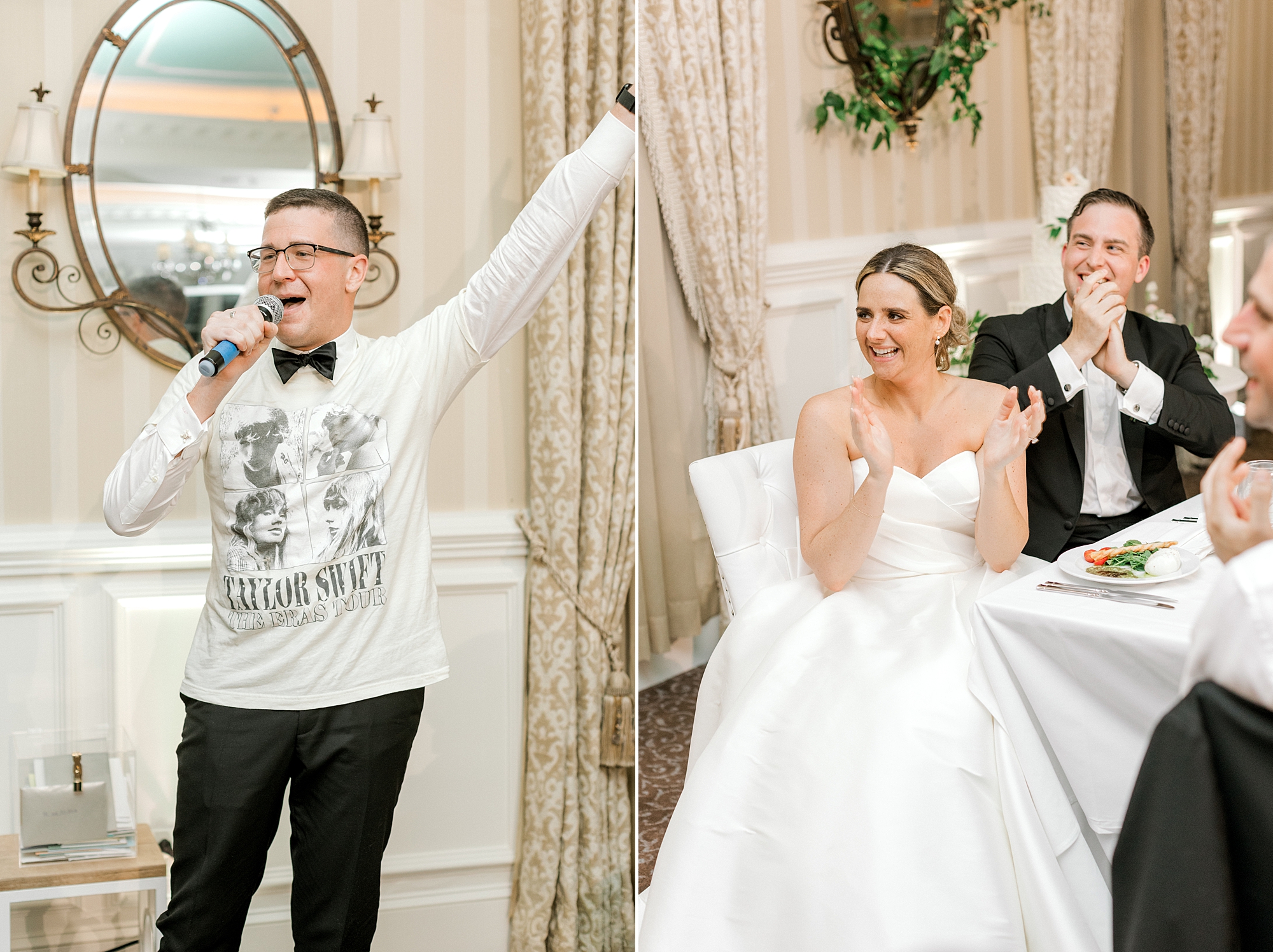groomsman gives toast during NJ wedding reception
