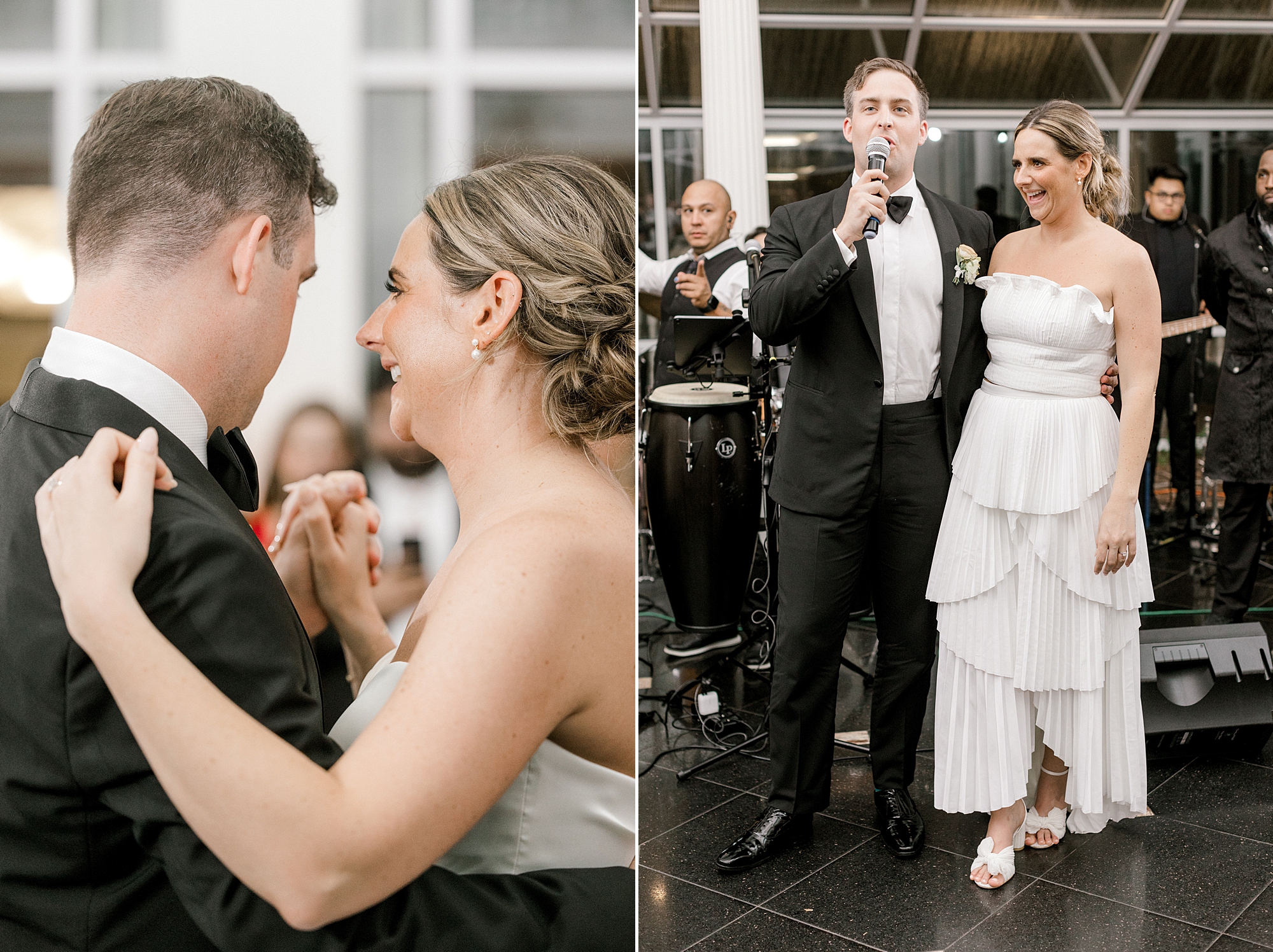 bride and groom dance and give toast during NJ wedding reception