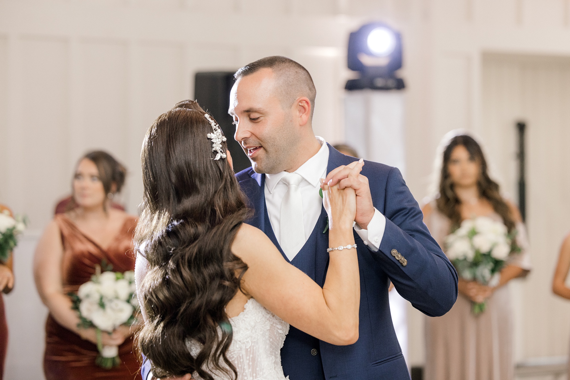 bride and groom dance together during Whitehouse Station NJ wedding reception