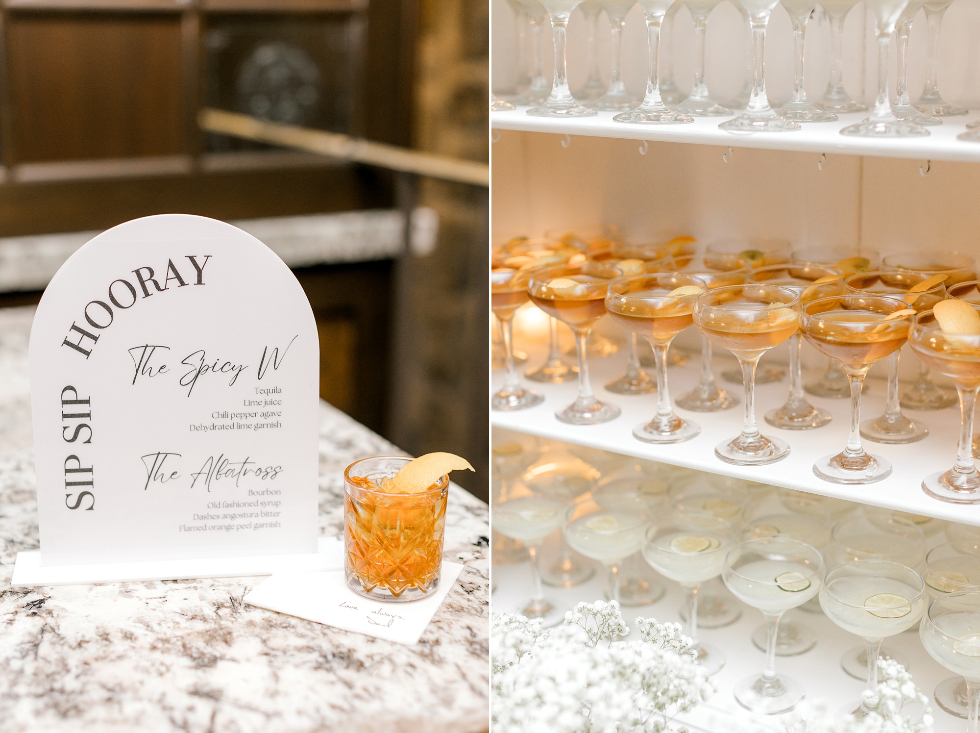 signature drinks for fall wedding reception at Fiddler's Elbow Country Club