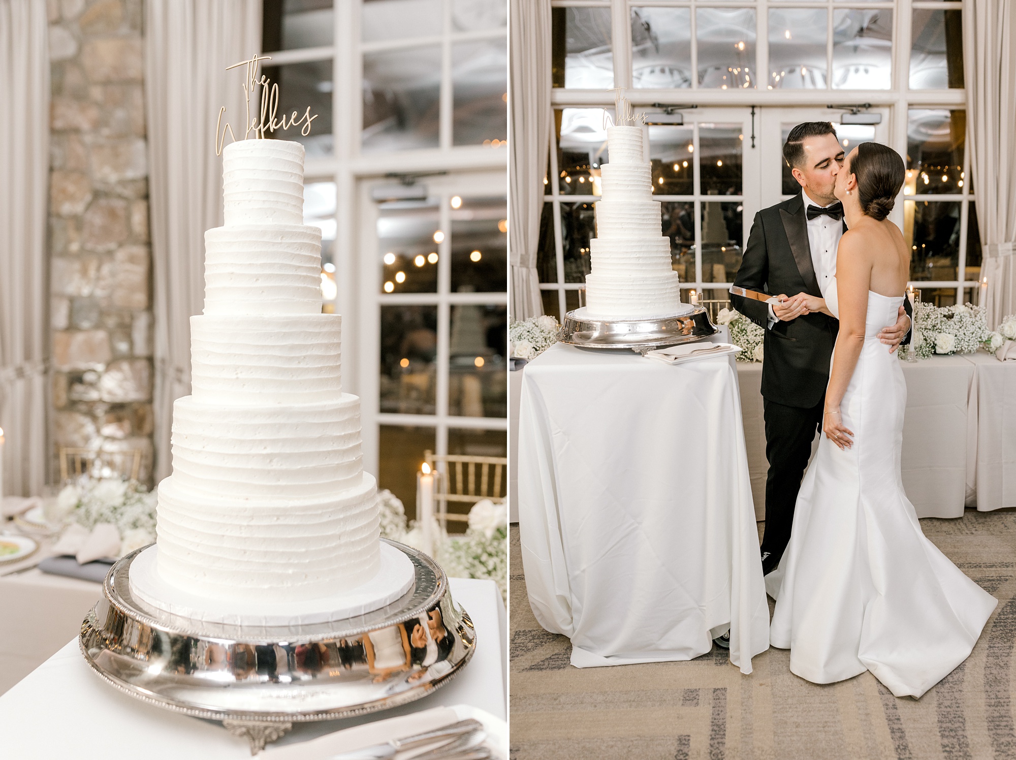 bride and groom cut wedding cake at Fiddler's Elbow Country Club