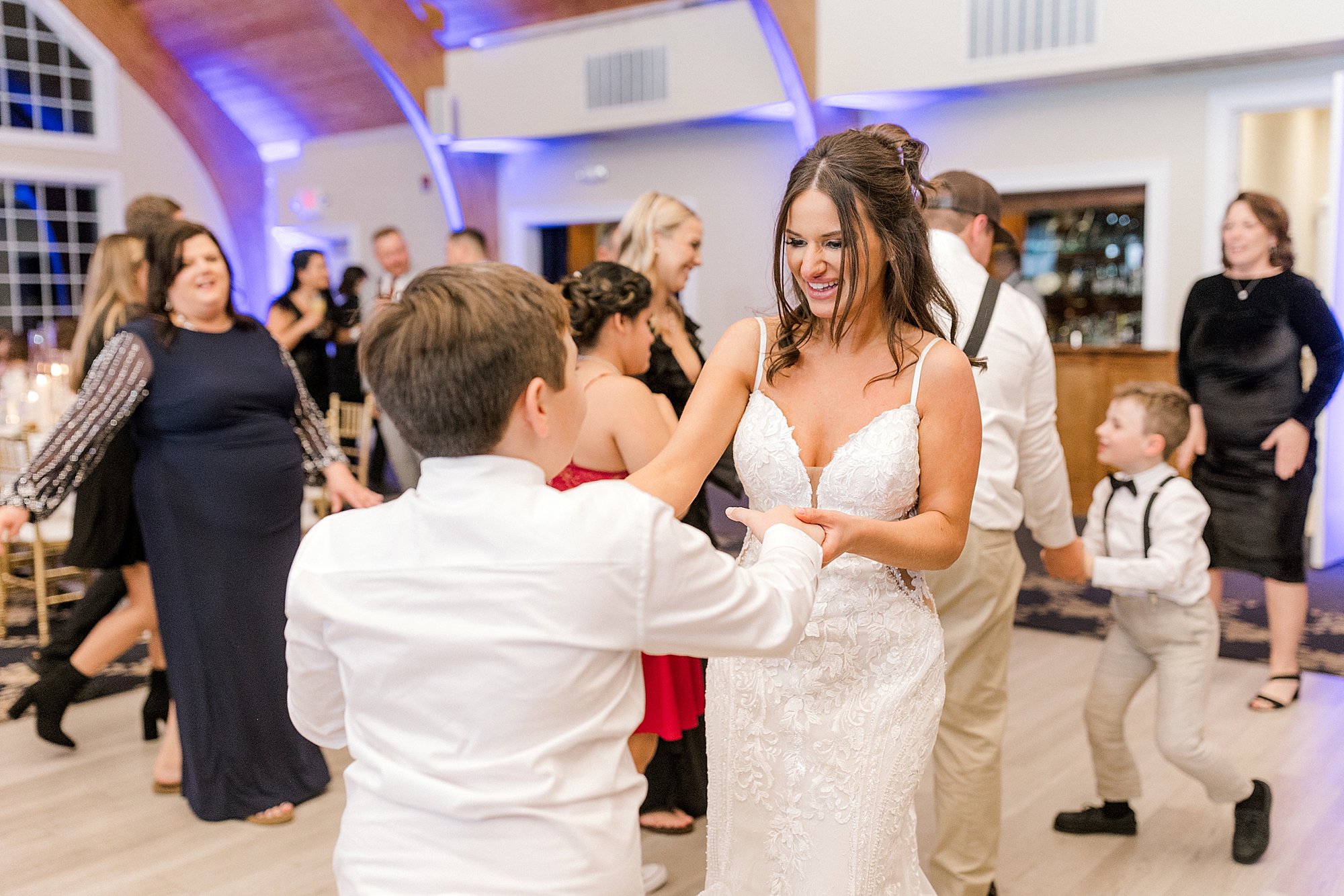 bride dances with son during LBI wedding reception
